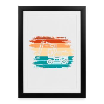 Excavator - Framed poster (27 × 37 cm) - black - Front