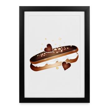 Illustration d’un éclair rempli de cœurs - Affiche encadrée (27 × 37 cm) - noir - Devant