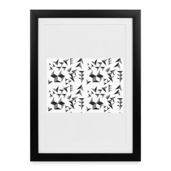 Deco pattern pyramids black and white - Framed poster (27 × 37 cm) - black - Front