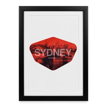 Sydney Retro Skyline Imprimé - Affiche encadrée (27 × 37 cm) - noir - Devant