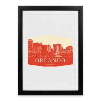 Orlando Skyline Vintage Floride - Affiche encadrée (27 × 37 cm) - noir - Devant