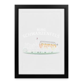 Burg Schwarzenfels, Sinntal, Spessart, Hessen - Gerahmtes Poster (27 × 37 cm) - Schwarz - Vorne