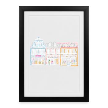 Werne, enfilade emblématique de maisons sur le marché, quartier d’Unna - Affiche encadrée (27 × 37 cm) - noir - Devant