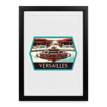 Vue Jardin Château Versailles : Élégance Royale - Affiche encadrée (27 × 37 cm) - noir - Devant