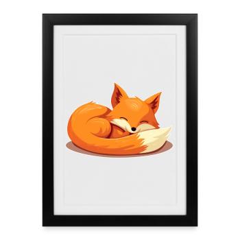 Fox Sleeps - Forest Animals Love Sleep Shirt Child - Framed poster (27 × 37 cm) - black - Front