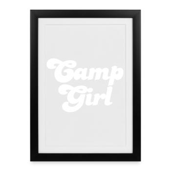 Camp Girl Vector Camping Fan Girl Cool Dictons - Affiche encadrée (27 × 37 cm) - noir - Devant