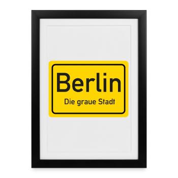 Panneau toponymique Berlin Allemagne - Affiche encadrée (27 × 37 cm) - noir - Devant