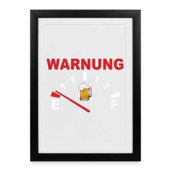 Avertissement avec motif de verre à bière - Affiche encadrée (27 × 37 cm) - noir - Devant