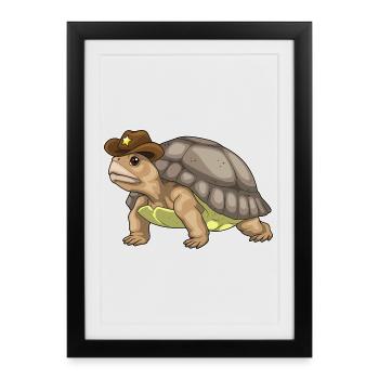 Chapeau de shérif Tortue - Affiche encadrée (27 × 37 cm) - noir - Devant