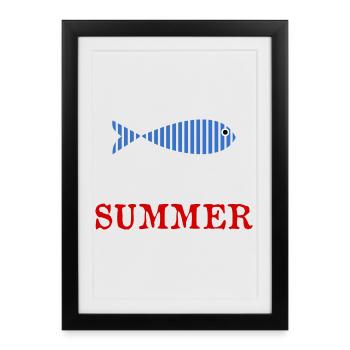 FISH. APRIL FOOL. HOLIDAY. SUMMER. HUMOR - Framed poster (27 × 37 cm) - black - Front