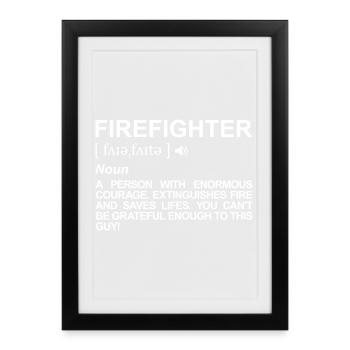 Firefighter Definition - Framed poster (27 × 37 cm) - black - Front