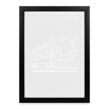 Train Comic Look - Framed poster (27 × 37 cm) - black - Front