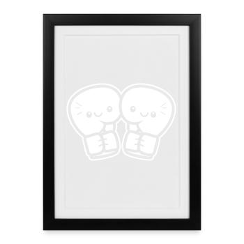 Gants de boxe drôles - Affiche encadrée (27 × 37 cm) - noir - Devant