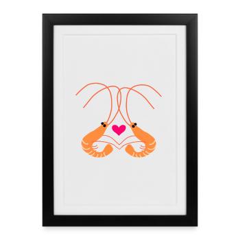 Shrimps in love - Framed poster (27 × 37 cm) - black - Front