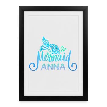 Name shirt Anna with mermaid - Framed poster (27 × 37 cm) - black - Front