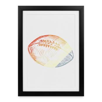 Ballon de football américain vintage - Affiche encadrée (27 × 37 cm) - noir - Devant