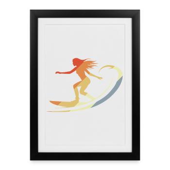 Surfeur vintage - Affiche encadrée (27 × 37 cm) - noir - Devant