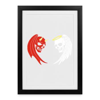 Angel and Demon Skeleton - Framed poster (27 × 37 cm) - black - Front