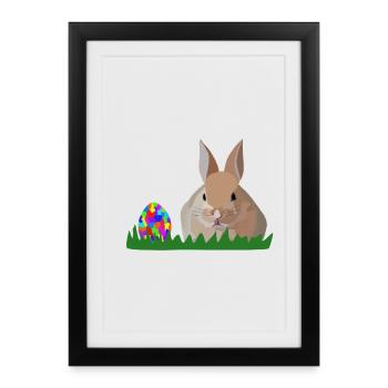 Lapin de Pâques Olli - Affiche encadrée (27 × 37 cm) - noir - Devant