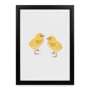 Kiki et Koko, les poussins - Affiche encadrée (27 × 37 cm) - noir - Devant