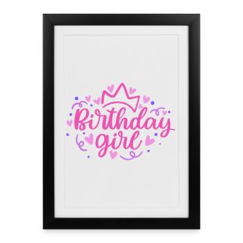 Birthday Girlie with Crown Heart Confetti - Framed poster (27 × 37 cm) - black - Front