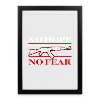 Sécurité et courage dans un style militaire - Affiche encadrée (27 × 37 cm) - noir - Devant