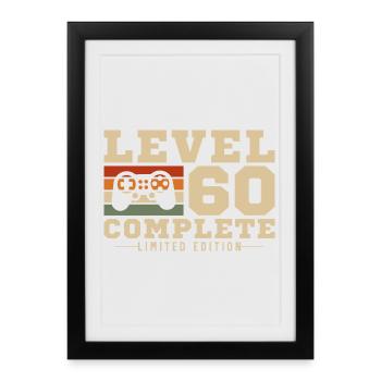 Level 60 completed - Framed poster (27 × 37 cm) - black - Front