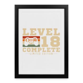 Level 18 Complete 18 Year Old Birthday Gift - Framed poster (27 × 37 cm) - black - Front
