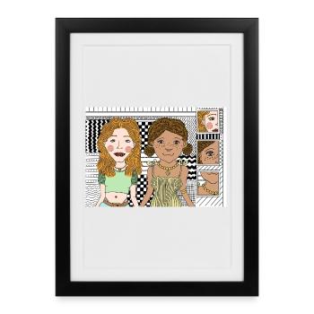 Design artistique Girl Power - Affiche encadrée (27 × 37 cm) - noir - Devant