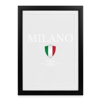 Milan Italy, elegant minimalist design - Framed poster (27 × 37 cm) - black - Front