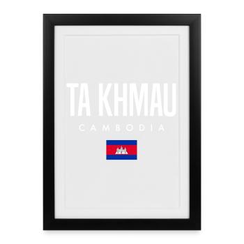 Ta Khmau Cambodge Khmer - Affiche encadrée (27 × 37 cm) - noir - Devant