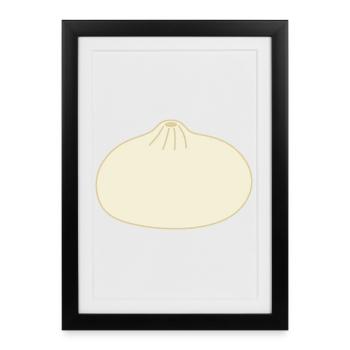Illustration minimaliste de Bao Bun pour l’habillement - Affiche encadrée (27 × 37 cm) - noir - Devant