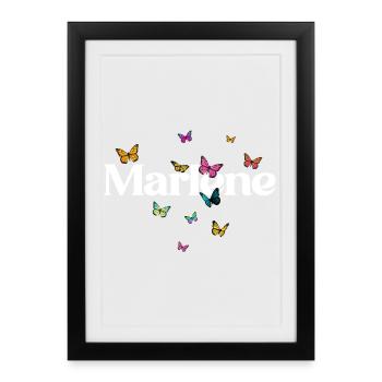 Beautiful girl's name with butterflies MARLENE - Framed poster (27 × 37 cm) - black - Front