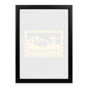 Mountain peak with cable car design - Framed poster (27 × 37 cm) - black - Front