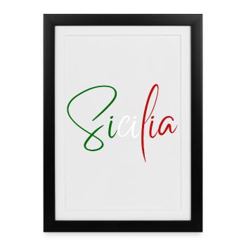 J’adore la Sicile, un design minimaliste élégant - Affiche encadrée (27 × 37 cm) - noir - Devant