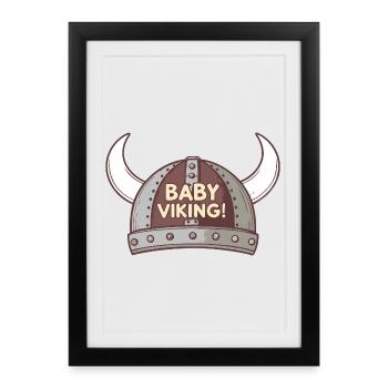 Casque Viking Bébé - Affiche encadrée (27 × 37 cm) - noir - Devant
