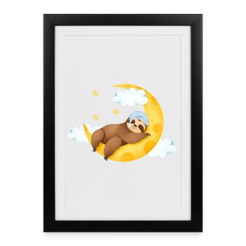 Sloth on the Moon - Framed poster (27 × 37 cm) - black - Front
