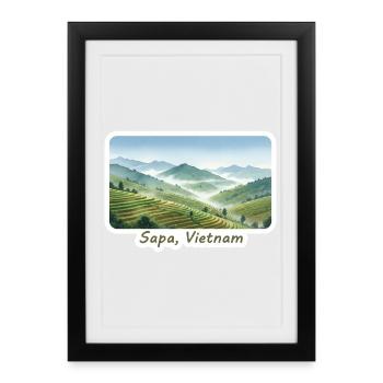 Sapa Terraces Vietnam - Framed poster (27 × 37 cm) - black - Front