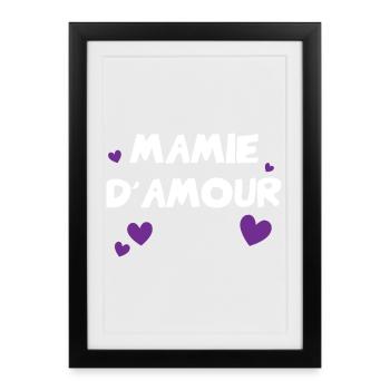 Mamie d'Amour avec cœurs - Affiche encadrée (27 × 37 cm) - noir - Devant