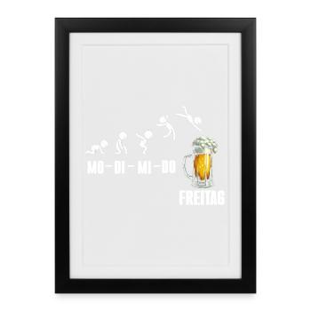 Vendredi week-end Amateurs de bière Buveurs de bière - Affiche encadrée (27 × 37 cm) - noir - Devant
