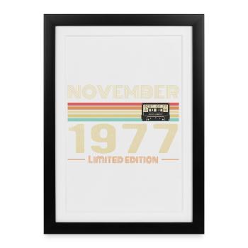 November 1977 Vintage Birthday Retro Tee - Affiche encadrée (27 × 37 cm) - noir - Devant