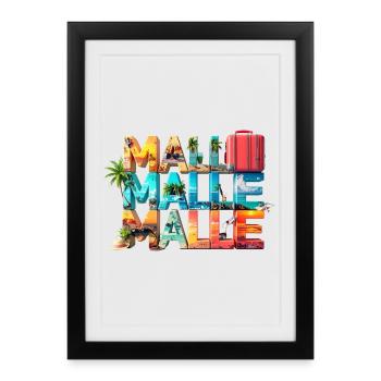 MALLE – Summer, sun, pure holiday feeling - Framed poster (27 × 37 cm) - black - Front