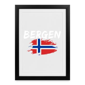 Bergen, Norvège - Affiche encadrée (27 × 37 cm) - noir - Devant