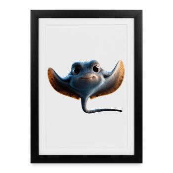 Manta Ray, Devil Ray, Stingray, Diver - Framed poster (27 × 37 cm) - black - Front