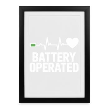 Signal cardiaque alimenté par batterie - Affiche encadrée (27 × 37 cm) - noir - Devant