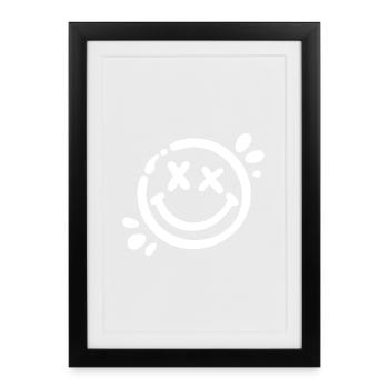 Happy Smiley Street Art - Affiche encadrée (27 × 37 cm) - noir - Devant