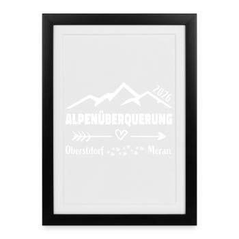Traversée des Alpes 2026 E5 Oberstdorf Merano - Affiche encadrée (27 × 37 cm) - noir - Devant