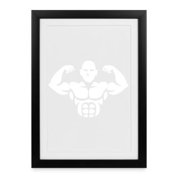 Bodybuilder Silhouette – Muscle Power Design - Affiche encadrée (27 × 37 cm) - noir - Devant