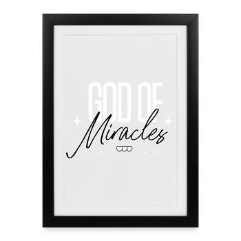Dieu des miracles Foi chrétienne Espérance - Affiche encadrée (27 × 37 cm) - noir - Devant