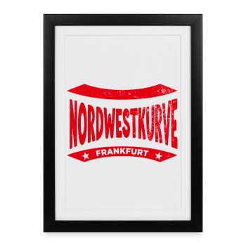 Sweat à capuche Frankfurt Nordwestkurve, Rouge, Eagle Power - Affiche encadrée (27 × 37 cm) - noir - Devant